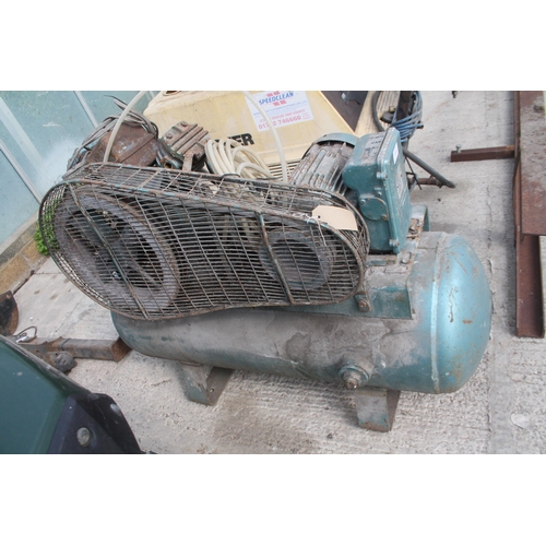 115 - AN INGERSOLL-RAND INDUSTRIAL AIR COMPRESSOR COMPLETE WITH A LENGTH OF AIRLINE PIPE NO VAT