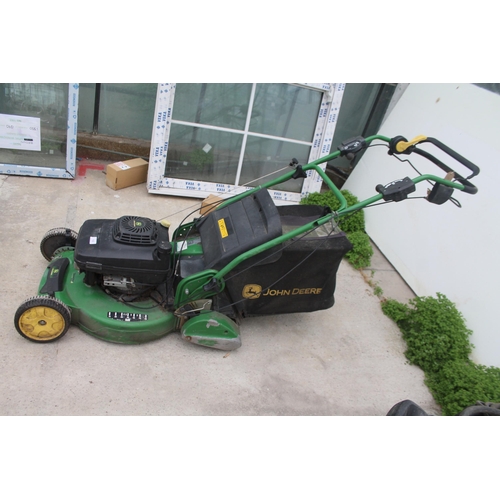 150 - A JOHN DEERE R54RKB LAWNMOWER WITH GRASS BOX AND KAWASAKI PETROL ENGINE NO VAT