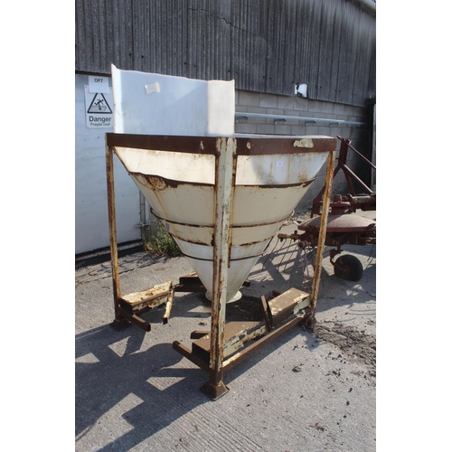 246 - A LARGE METAL FRAMED PLASTIC BAGGING HOPPER NO VAT