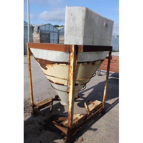 246 - A LARGE METAL FRAMED PLASTIC BAGGING HOPPER NO VAT