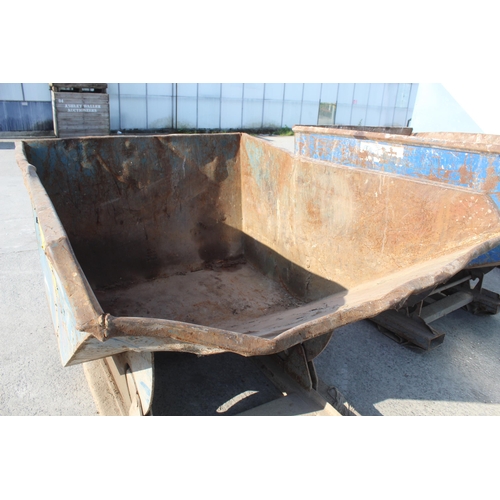 248 - A METAL PALLET FORK TIPPING SKIP NO VAT