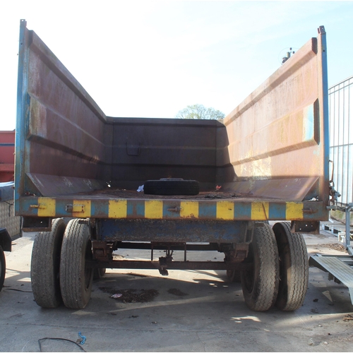 283 - A STAMFORD TWIN AXLE TIPPING TRAILER NO VAT