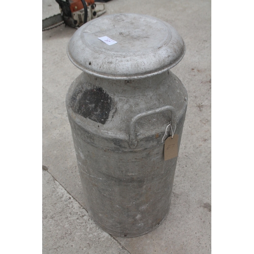 37 - AN ALUMINIUM MILK CHURN - NO VAT