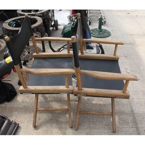 375 - 2 FOLDING WOODEN DIRECTORS CHAIRS  NO VAT