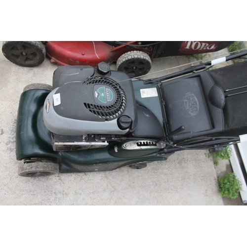 41 - A HAYTER HARRIER 41 LAWNMOWER WITH GRASS COLLECTION BOX AND BRIGGS AND STRATTON PETROL ENGINE NO VAT