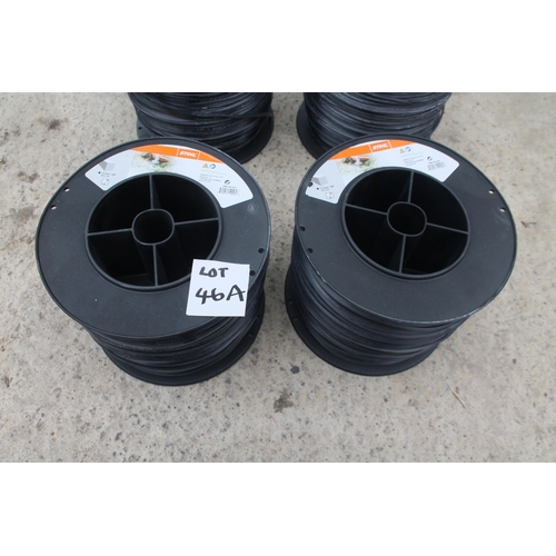 46A - TWO ROLLS OF NEW STHIL 3.3MM STRIMMER CORD, EACH ROLL CONTAINING 228M OF CORD NO VAT