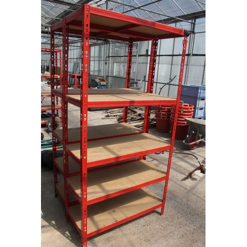 547 - RED METAL SHELVES  NO VAT