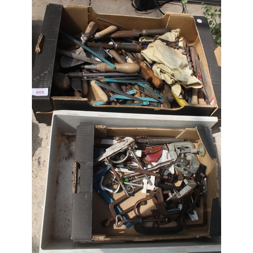 605 - 2 BOXES OF TOOLS  NO VAT