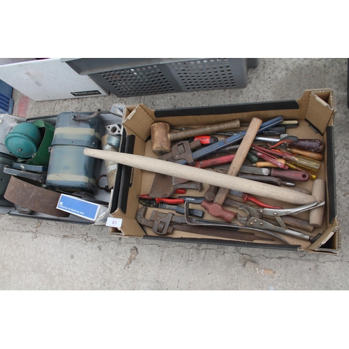 61 - GARDEN TOOLS, FUEL TANK, ENGINE SPARES  NO VAT