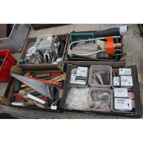 63 - STAPLER, STAPLES, GREASE GUN, OSCILLATOR, GARDEN TOOLS, SCREWS  NO VAT