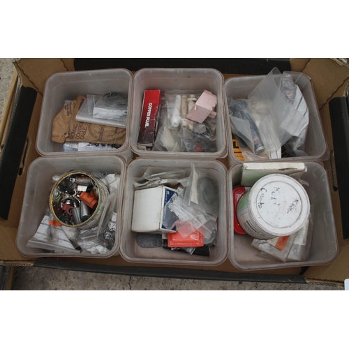 88 - 2 BOXES TO INCLUDE NUTS, DIBBERS, ALLEN KEYS AND TAPE  NO VAT