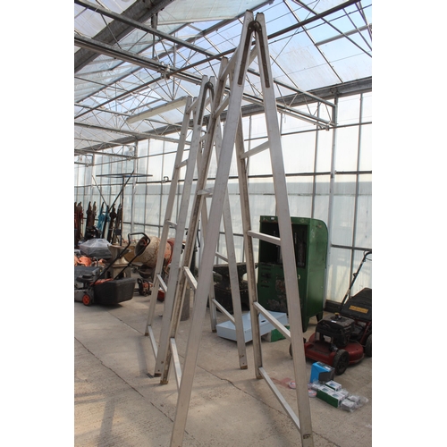 99A - A PAIR OF VERY LARGE ALUMINIUM A FRAME LADDERS - NO VAT