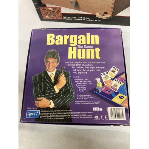 363 - A QUANTITY OF BOARD GAMES TO INCLUDE BARGAIN HUNT, ANTIQUES ROADSHAW, JUNIOR WHO WANTS TO BE A MILLI... 