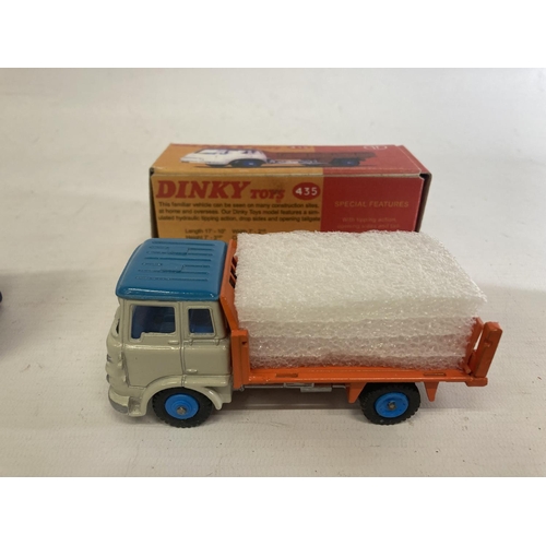 372 - THREE BOXED DINKY TOYS TO INCLUDE AN AEC SHELL CHEMICALS TANKER (NO 991), A EUCLID REAR DUMP TRUCK (... 