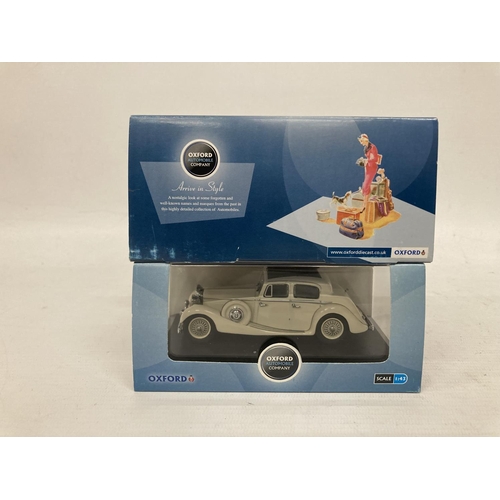 376 - TWO MINT BOXED OXFORD DIE-CAST MODELS TO INCLUDE A CREAM JAGUAR SS 2.5 SALOON (CODE JSS001) AND A BL... 