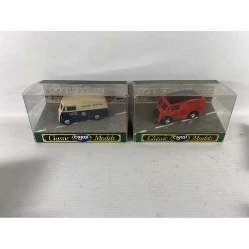 399 - EIGHT BOXED CORGI MODELS OF MORRIS J VANS