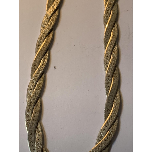 524 - TWO SILVER FLAT LINK TWIST NECKLACES ONE WITH SILVER GILT