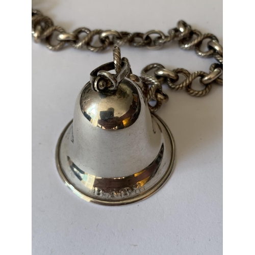 555 - A SILVER CHATELAINE AND A SILVER BELL