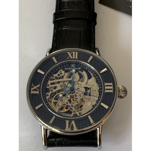 580 - A GENTS EARNSHAW SKELETON AUTOMATIC WRISTWATCH