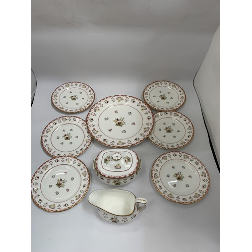 120 - A QUANTITY OF WEDGWOOD 'BIANCA' TO INCLUDE A CAKE PLATE, SIDE PLATES, CREAM JUG AND SUGAR BOWL