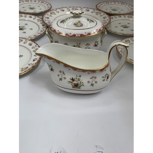 120 - A QUANTITY OF WEDGWOOD 'BIANCA' TO INCLUDE A CAKE PLATE, SIDE PLATES, CREAM JUG AND SUGAR BOWL