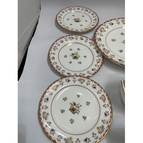 120 - A QUANTITY OF WEDGWOOD 'BIANCA' TO INCLUDE A CAKE PLATE, SIDE PLATES, CREAM JUG AND SUGAR BOWL