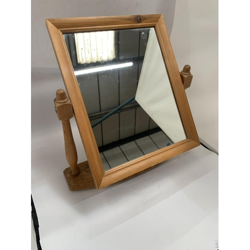 121 - A PINE FRAMED DRESSING TABLE MIRROR