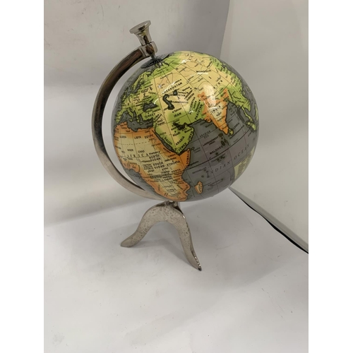 139 - A WORLD GLOBE ON A STAND