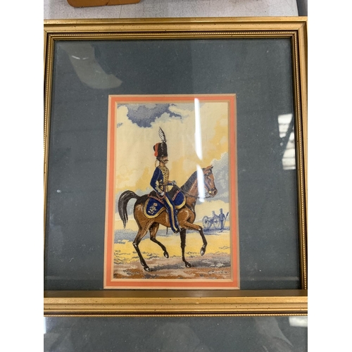 151 - TWO FRAMED CASH'S SILKS OF MILITARY FIGURES ON HORSEBACK