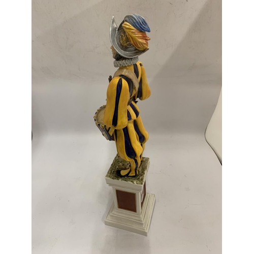 166 - AN ITALIAN CERAMIC FIGURE OF A JESTER WITH SIGNATURE TO BASE HEIGHT 42CM