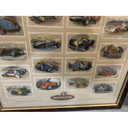 174 - A COLLECTION OF DONNINGTON CASTELLA CIGAR CARDS IN A FRAME