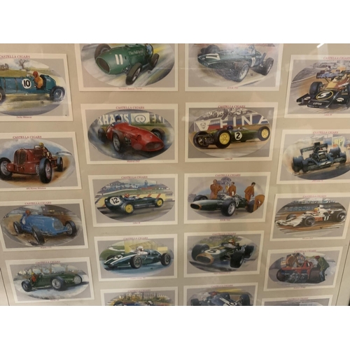 174 - A COLLECTION OF DONNINGTON CASTELLA CIGAR CARDS IN A FRAME