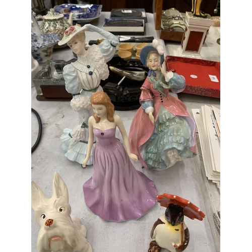 178 - A COLLECTION OF ROYAL DOULTON AND BESWICK ANIMALS AND LADY FIGURES - ALL A/F