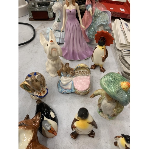 178 - A COLLECTION OF ROYAL DOULTON AND BESWICK ANIMALS AND LADY FIGURES - ALL A/F