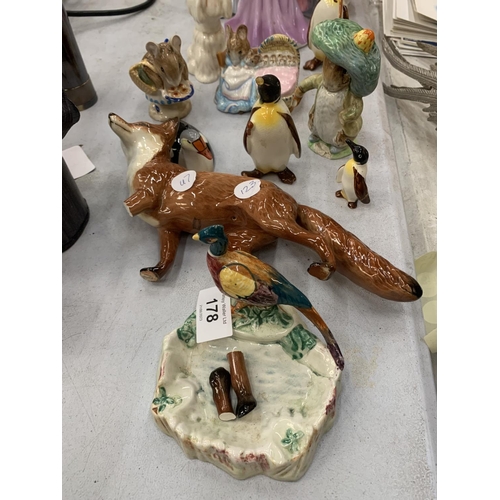 178 - A COLLECTION OF ROYAL DOULTON AND BESWICK ANIMALS AND LADY FIGURES - ALL A/F