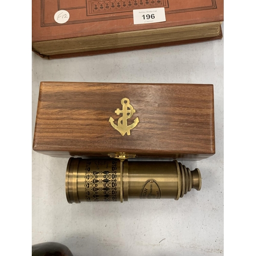 195 - A BOXED BRASS VINTAGE STYLE TELESCOPE 'VICTORIAN MARINE'