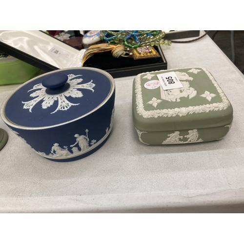 805 - A GROUP OF JASPERWARE ITEMS,WEDGWOOD, ADAMS ETC