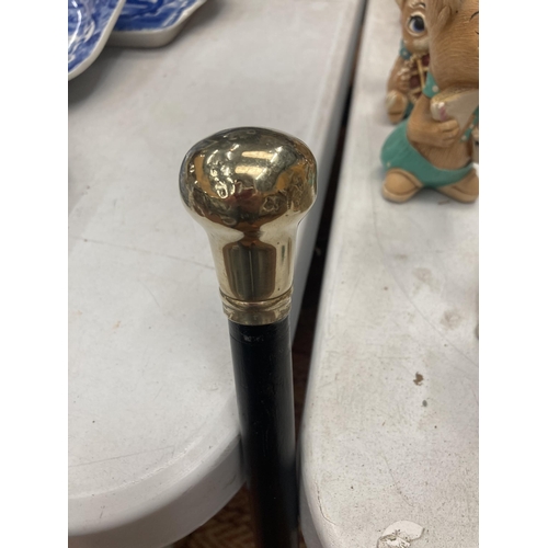 832 - A VINTAGE WALKING STICK WITH WHITE METAL MOUNT, MAKER W. M.