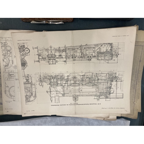 841 - A COLLECTION OF VINTAGE STEAM TRAIN LOCOMOTIVE BLUEPRINTS