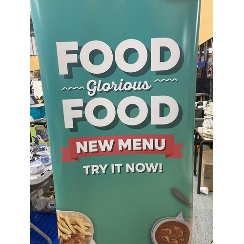 843 - A PULL OUT FOOD ADVERTISING STAND / SIGN