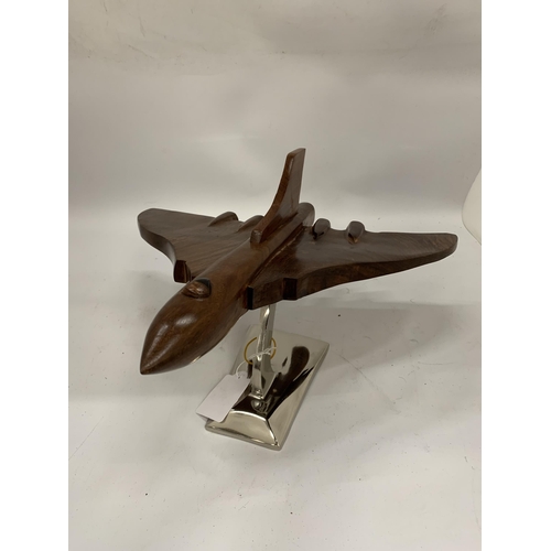 3 - A LARGE WOODEN VULCAN BOMBER ON CHROME STAND