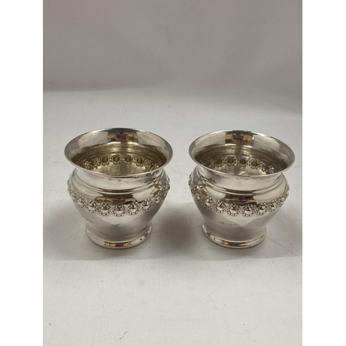 55 - A PAIR OF LONDON HALLMARKED SILVER POTS