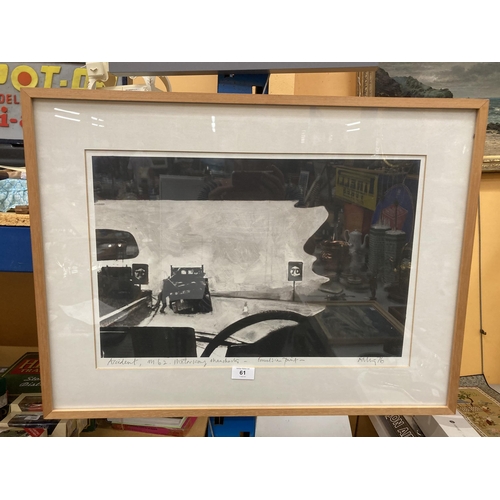 61 - * HAROLD RILEY (BRITISH 1934-2023) 'ACCIDENT M62 MOTORWAY MANCHESTER' EMULSION PRINT, SIGNED AND DAT... 