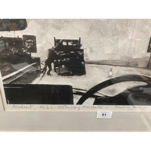 61 - * HAROLD RILEY (BRITISH 1934-2023) 'ACCIDENT M62 MOTORWAY MANCHESTER' EMULSION PRINT, SIGNED AND DAT... 