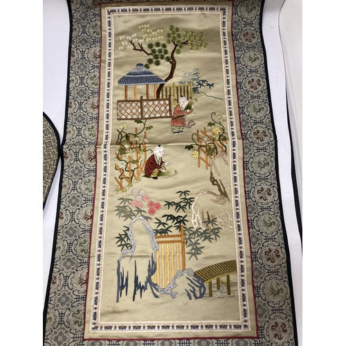 63 - TWO ORIENTAL VINTAGE EMBROIDERED SILKS