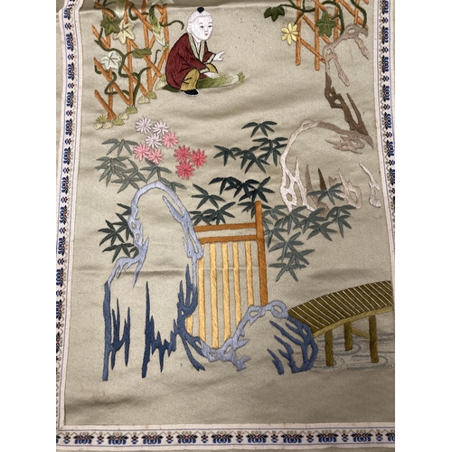 63 - TWO ORIENTAL VINTAGE EMBROIDERED SILKS