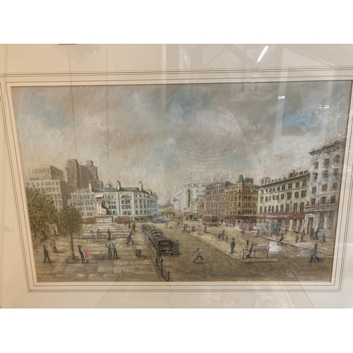 65 - * LIZ TAYLOR (BRITISH, 20TH CENTURY) 'PICCADILY MANCHESTER' PASTEL, SIGNED AND DATED 85, 42 X 64CM, ... 