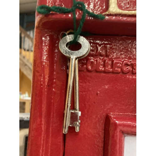 72 - A LARGE CAST E.R POST BOX WITH KEYS