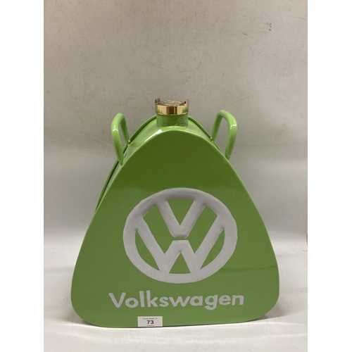 73 - A GREEN VW METAL PETROL CAN WITH BRASS TOP