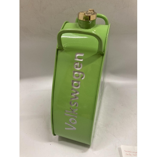 73 - A GREEN VW METAL PETROL CAN WITH BRASS TOP